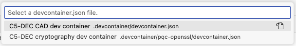 Selecting between C5-DEC dev containers
