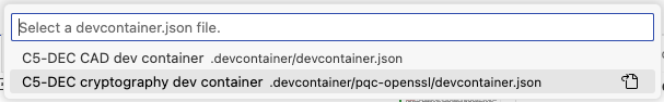 Selecting between C5-DEC dev containers