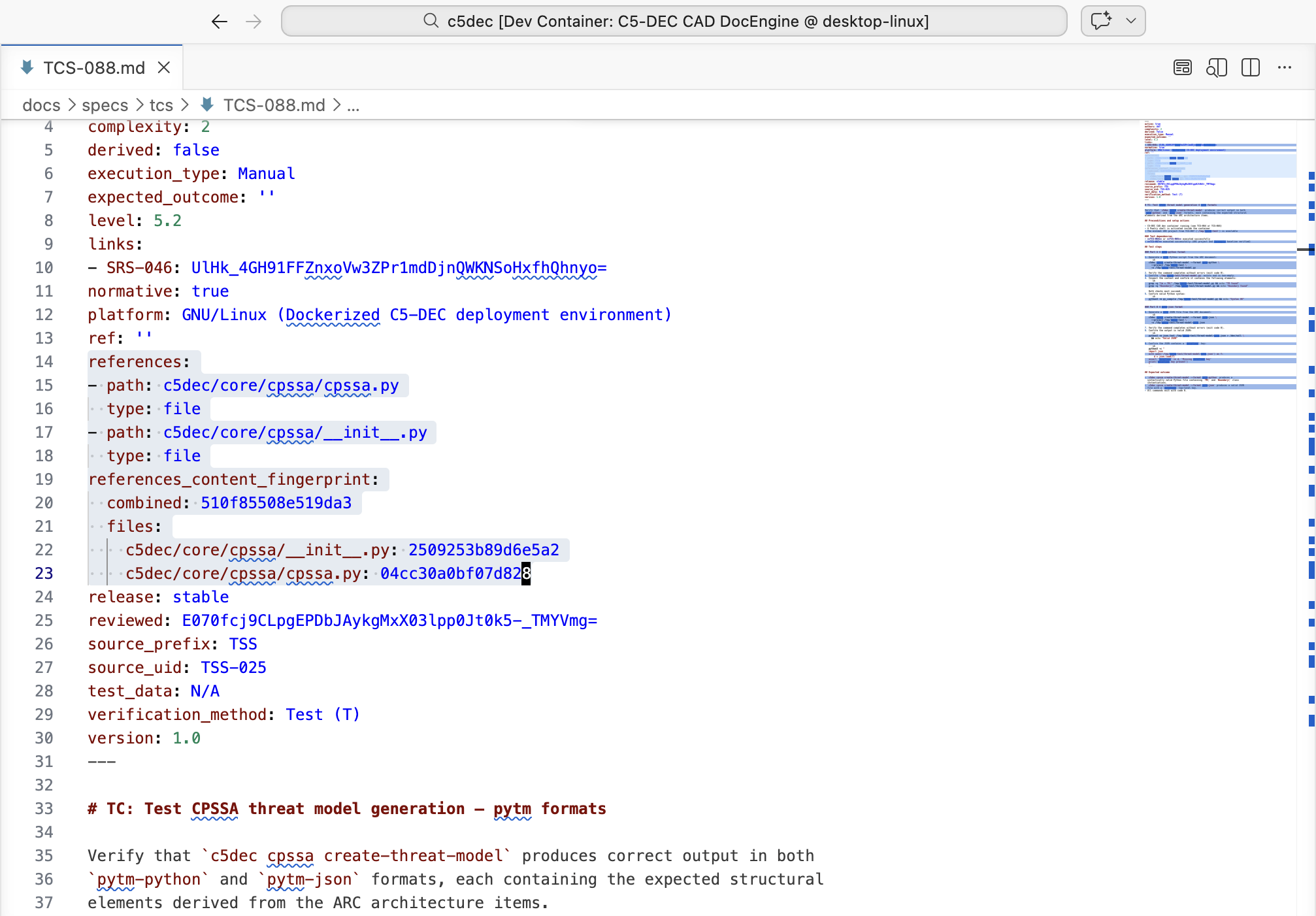 SpecEngine dependency content fingerprint output
