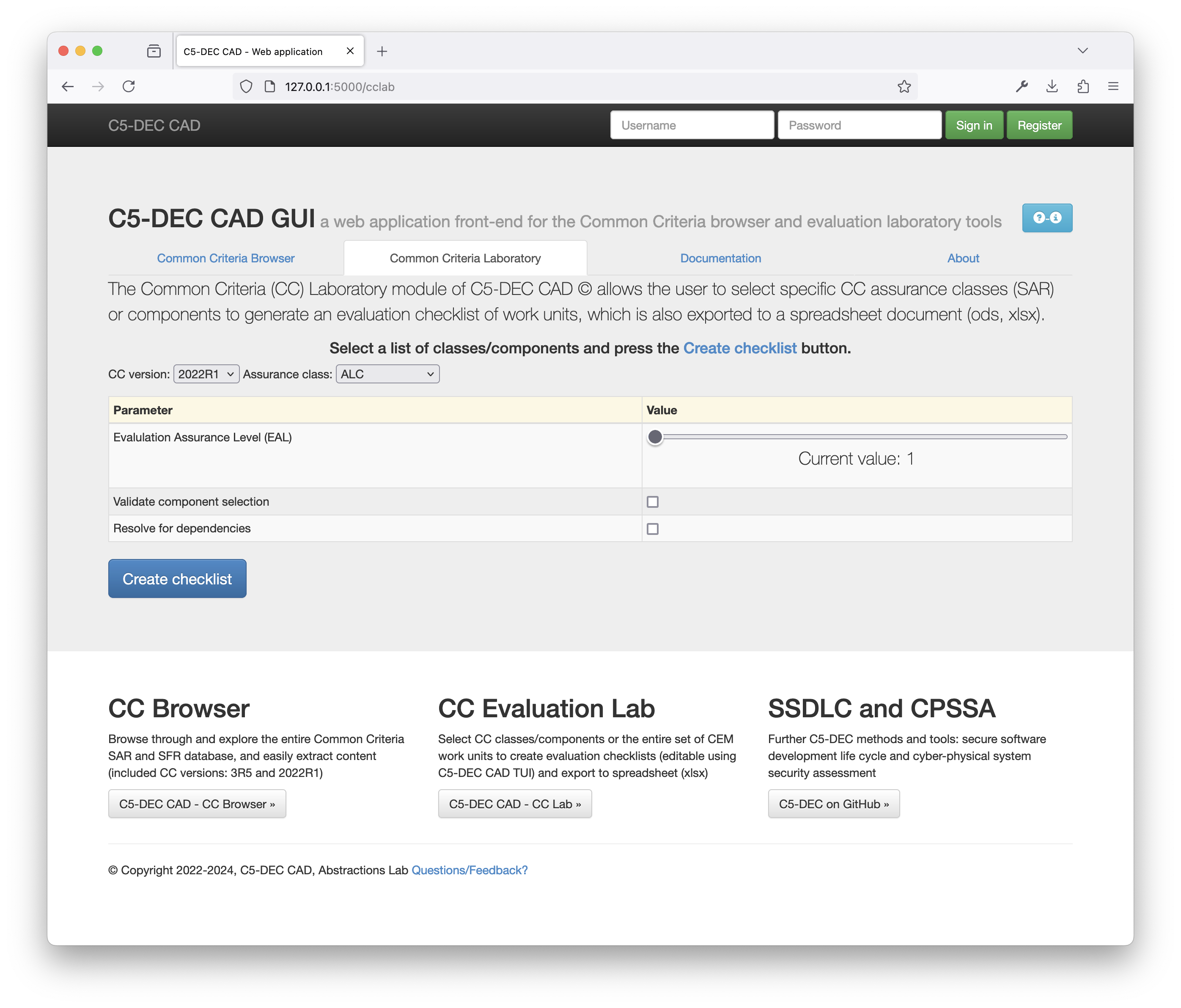C5-DEC CAD GUI evaluation laboratory