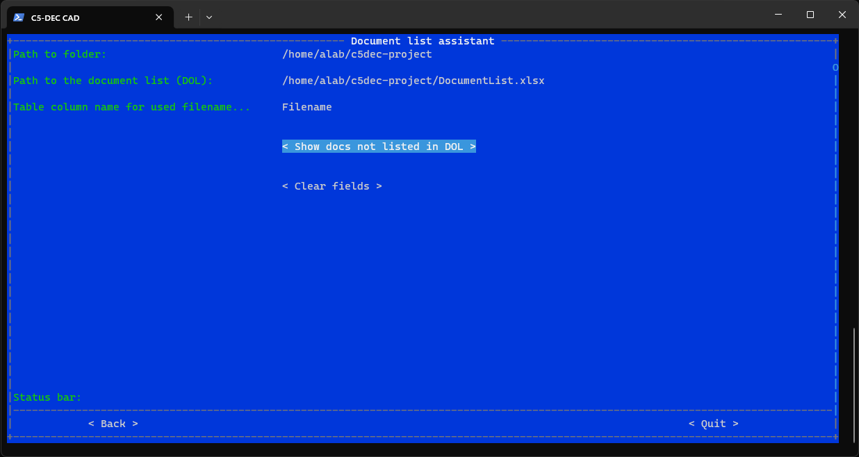ISMS document list assistant in TUI